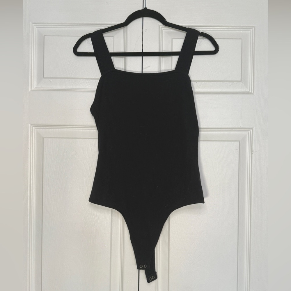 American Eagle Black Ribbed Square neck Bodysuit
